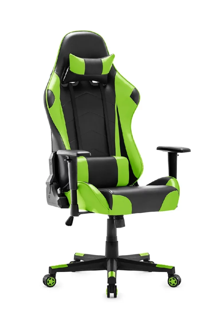 WM Heart Siège Gamer Hauteur Réglable Lombaire Intérieur Cuir Métal Vert