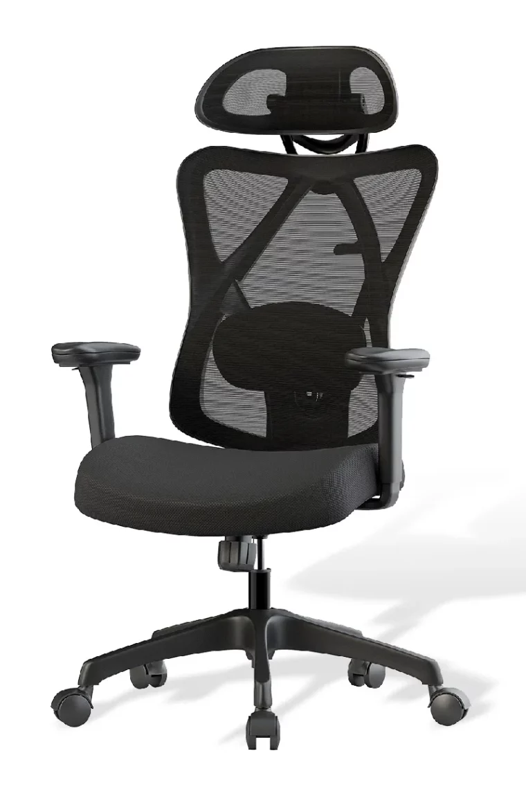 fauteuil de bureau confortable en maille respirante, chaise de bureau ergonomique pivotant, soutien lombaire, appui-tête, hauteu